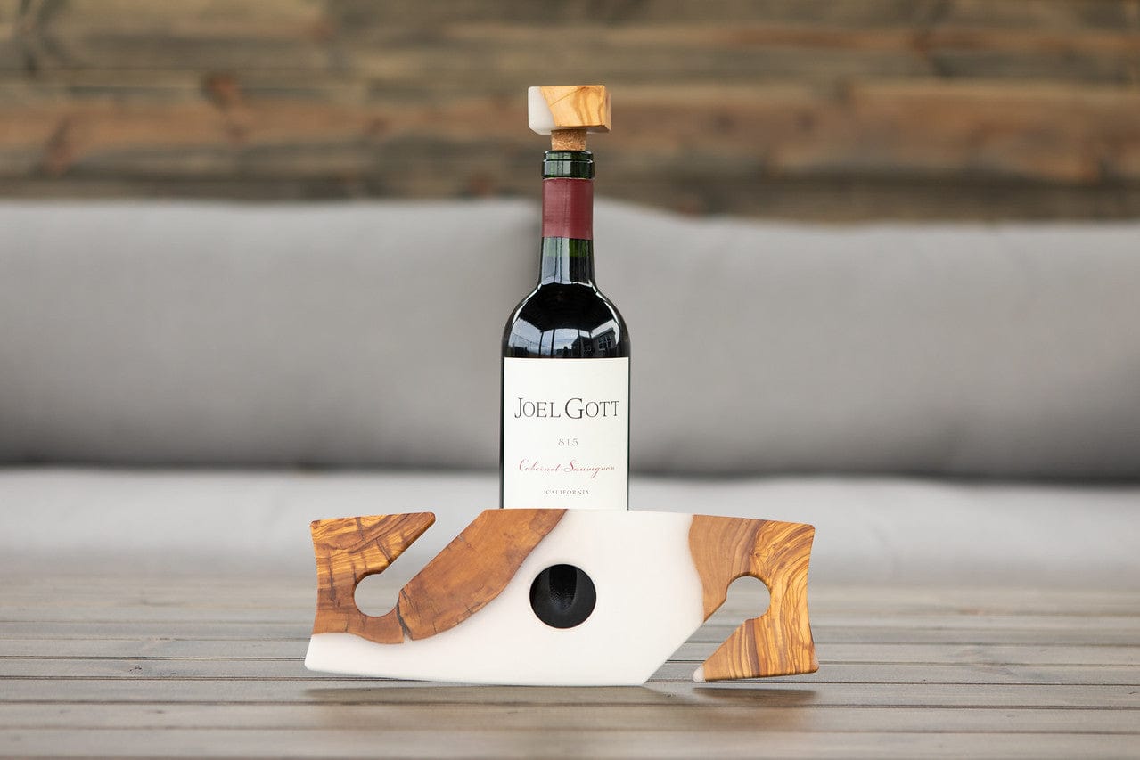 Olive Wood Epoxy Wine Caddy Set