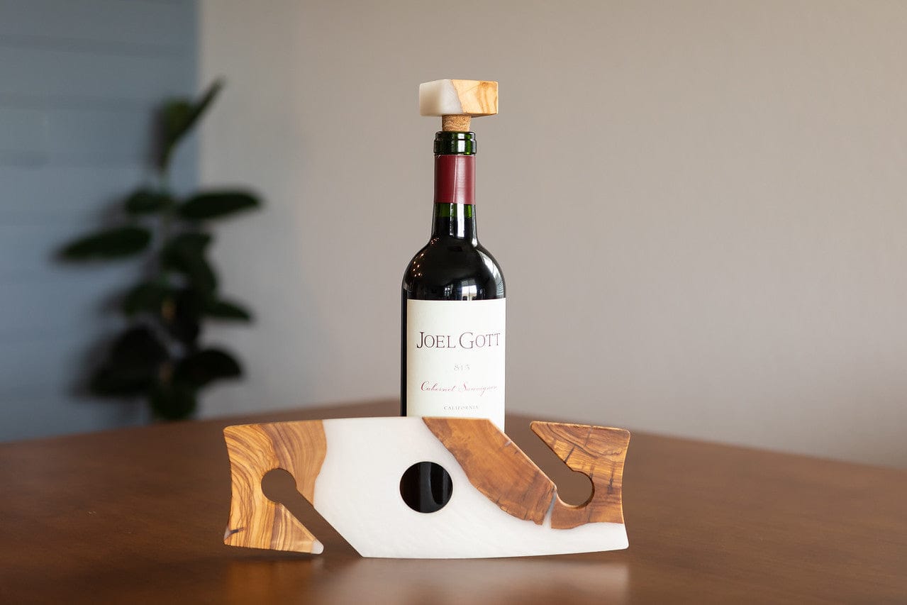 Olive Wood Epoxy Wine Caddy Set