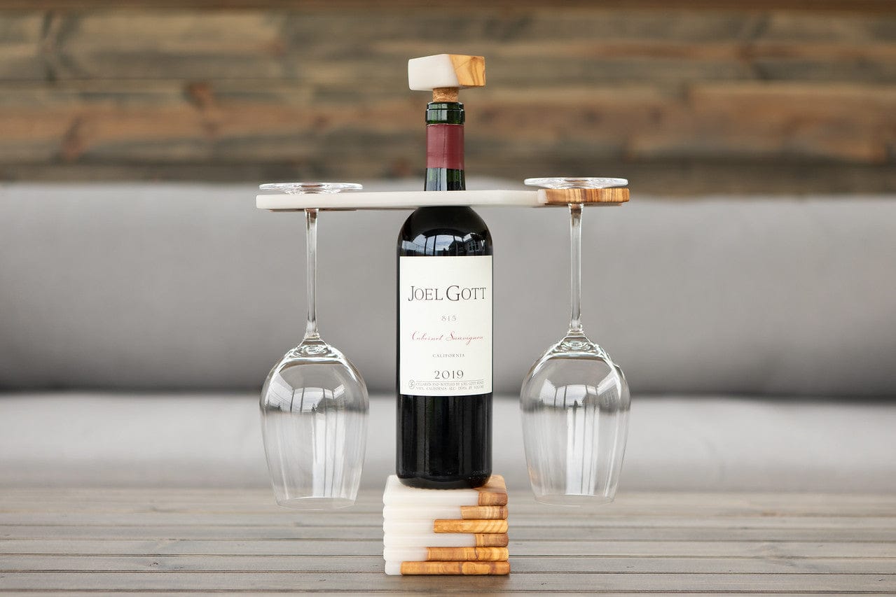 Olive Wood Epoxy Wine Caddy Set
