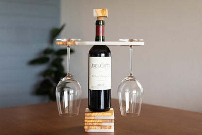 Olive Wood Epoxy Wine Caddy Set